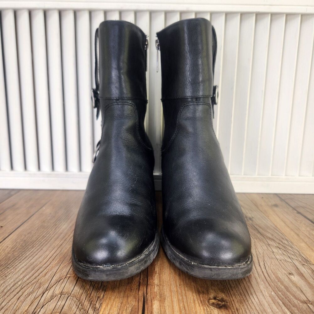 Harley-Davidson - Women’s Leather w/ Metal Buckle Black Heeled Boots - Size 8.5 - Picture 3 of 11